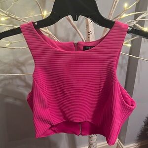 One Clothing brand hot pink crop tank top with zippered back.